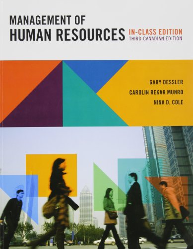 Beispielbild fr Management of Human Resources, Third Canadian Edition, In-Class Edition zum Verkauf von ThriftBooks-Dallas