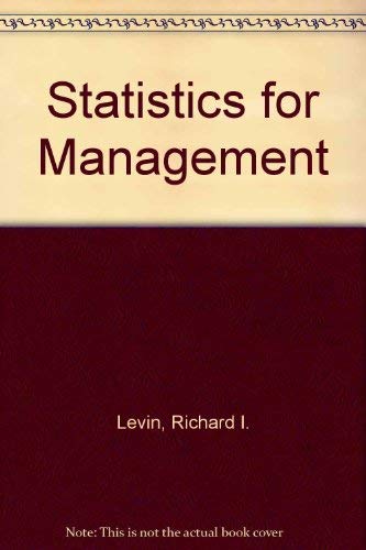 Beispielbild fr Statistics for management (Prentice-Hall international series in management) zum Verkauf von Wonder Book