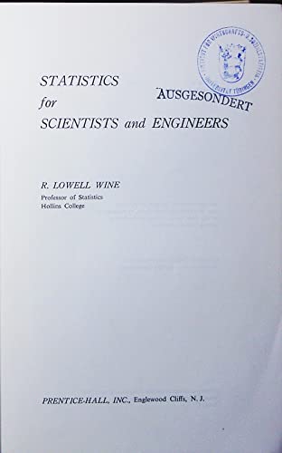Statistics for Scientists and Engineers (9780138461133) by Wine, R. Lowell