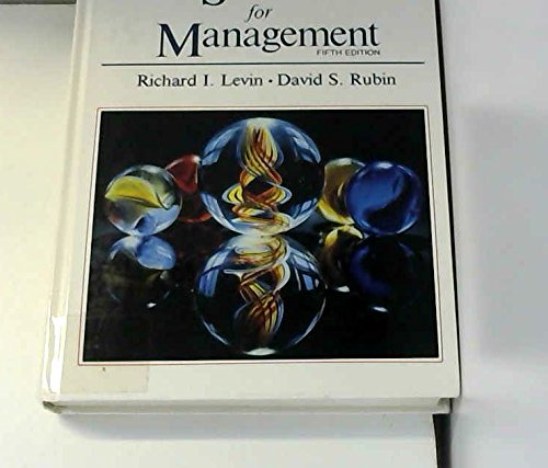 Beispielbild fr Statistics for Management zum Verkauf von Wonder Book
