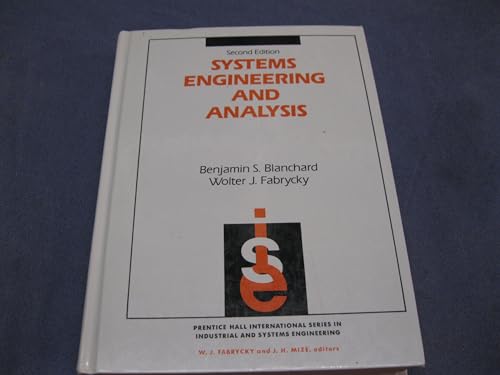 Imagen de archivo de Systems Engineering and Analysis a la venta por Better World Books