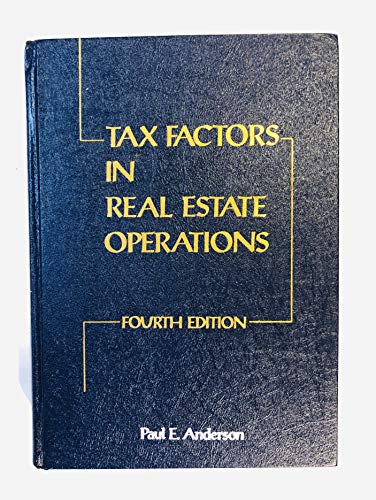 Imagen de archivo de Tax Factors in Real Estate Operations a la venta por Better World Books