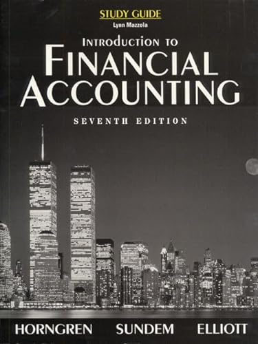 Stock image for Introduction to Financial Accounting (Study Guide) for sale by Goodwill Books