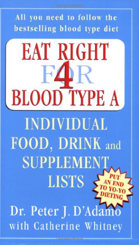 Imagen de archivo de Eat Right for Blood Type A: Individual Food, Drink and Supplement lists a la venta por WorldofBooks