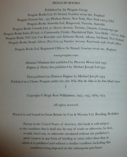 Beispielbild fr Who was the Man in the Iron Mask? And Other Historical Mysteries (Penquin Classic History) zum Verkauf von Kollectible & Rare Books