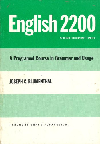 Beispielbild fr English 2200: A Programed Course In Grammar Usage. zum Verkauf von Mr. Bookman