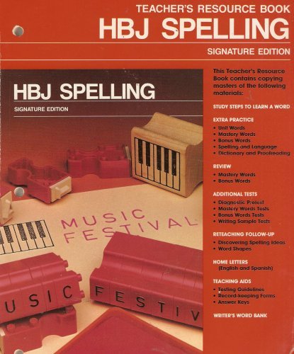 9780153270963: HBJ Spelling: Teacher's Resource Book, Grade 4, Signature Edition