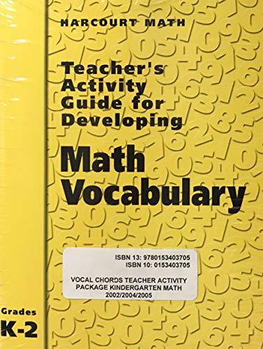 Harcourt Math: Vocabulary Cards and Teacher's Activity Guide Package, Grade K - HARCOURT SCHOOL PUBLISHERS