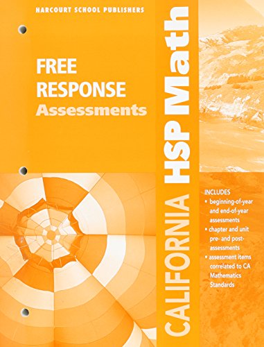 9780153684234: Math, Grade 5 Free Response Asesssment: Harcourt School Publishers Math California (Hsp Math 09)