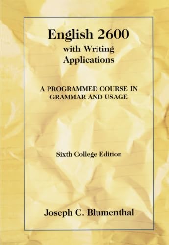 Beispielbild fr English 2600 with Writing Applications: A Programmed Course in Grammar and Usage (College Series) zum Verkauf von Off The Shelf