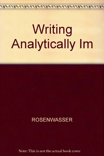 Writing Analytically Instructor's Manual (9780155042100) by ROSENWASSER