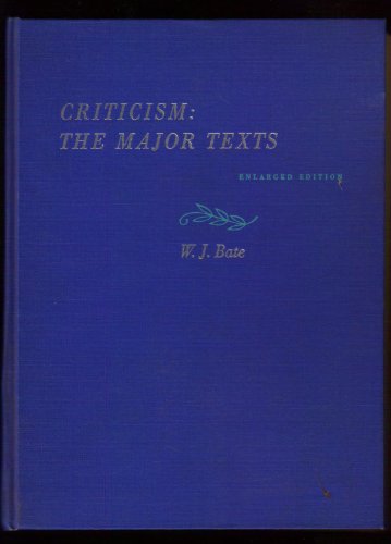Beispielbild fr Criticism: The Major Texts zum Verkauf von Wonder Book