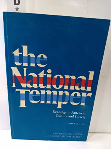 Beispielbild fr The National Temper: Readings in American Culture and Society, 2nd edition zum Verkauf von BookDepart