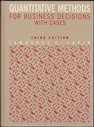 Immagine dell'editore per Quantitative methods for business decisions: With cases venduto da Wonder Book