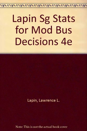 9780155837386: Lapin Sg Stats for Mod Bus Decisions 4e