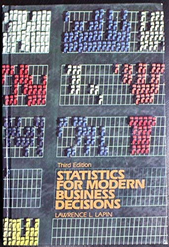 Beispielbild fr Statistics for Modern Business Decisions zum Verkauf von Better World Books