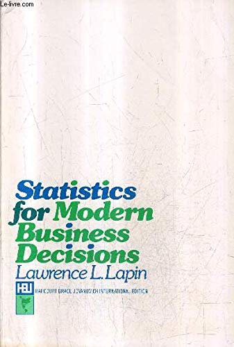 Imagen de archivo de Statistics for Modern Business Decisions a la venta por Better World Books