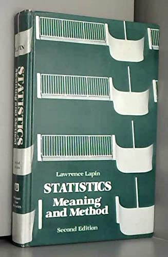 Beispielbild fr Statistics, Meaning and Method zum Verkauf von HPB-Red