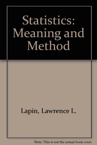 9780155837799: Statistics: Meaning and Method