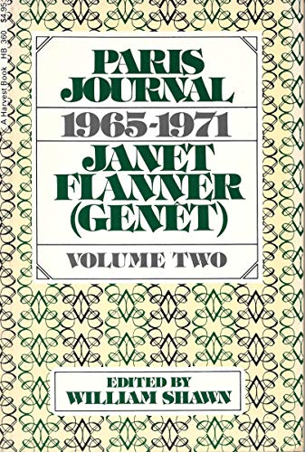9780156709514: Title: Paris Journal 19651971