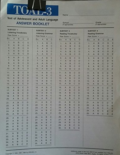 Test of Adolescent and Adult Language: Answer Booklets, 50 (9780158898025) by Hammill, Donald; Brown, Virginia; Larsen, Stephen