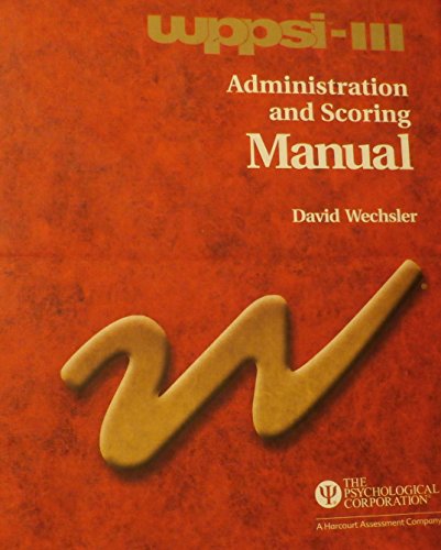 9780158989334: Wppsi-III Administration and Scoring Manual