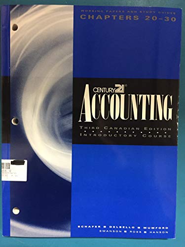 Beispielbild fr Century 21 Accounting 3/e Cdn Workbook Chapters 20-30 zum Verkauf von Textbook Pro