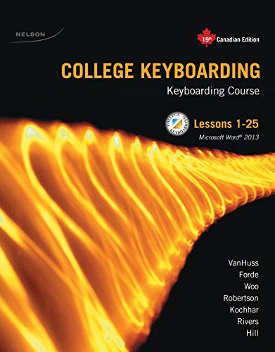 Imagen de archivo de Package: College Keyboarding 1-25, 19th Canadian Edition + Keyboarding Pro Deluxe Printed Access Card (6 Months) a la venta por ThriftBooks-Atlanta
