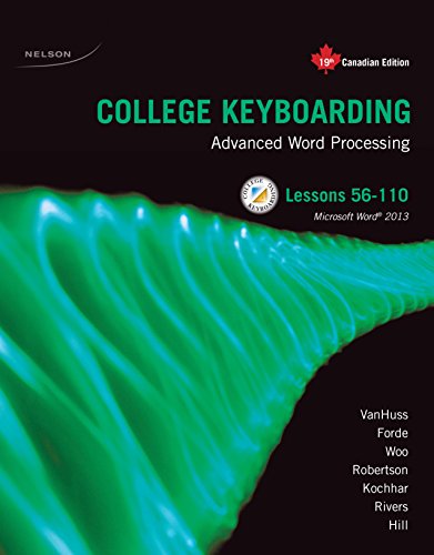 Stock image for College Keyboarding: Keyboarding and Word Processing Essentials, Lessons 56-110, (19th Canadian Edition) for sale by Book Dispensary