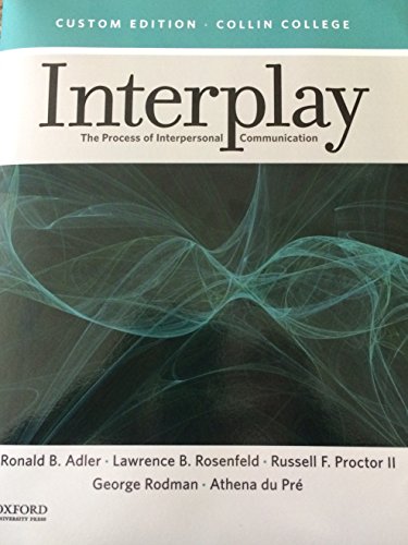 Beispielbild fr Interplay: The Process of Interpersonal Communication zum Verkauf von HPB-Red