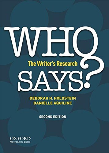 Imagen de archivo de WHO SAYS?: The Writer's Research a la venta por BooksRun