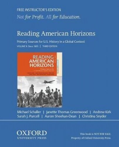 Imagen de archivo de Reading American Horizons : Primary Sources for U. S. History in a Global Context, Volume II a la venta por Better World Books