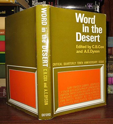 Stock image for Word in the desert: The Critical quarterly tenth anniversary number; for sale by Redux Books