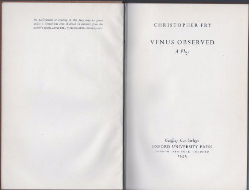 Stock image for Venus Observed--a Play for sale by Better World Books: West