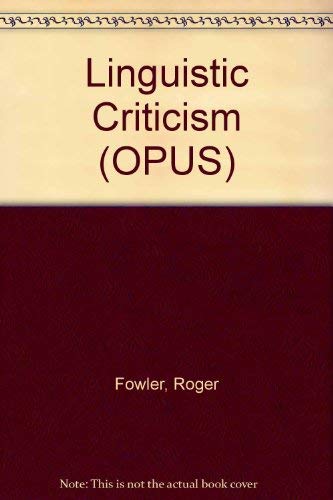 Imagen de archivo de Linguistic Criticism a la venta por Powell's Bookstores Chicago, ABAA