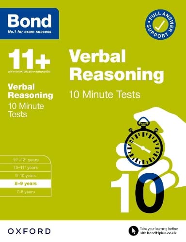 Imagen de archivo de Bond 11+: Bond 11+ Verbal Reasoning 10 Minute Tests with Answer Support 8-9 years a la venta por AwesomeBooks