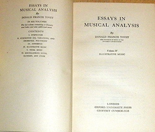 9780193151307: Essays in Musical Analysis: Illustrative Music v. 4