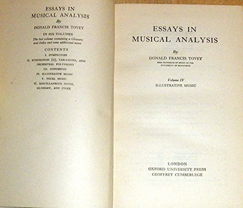 9780193151307: Essays in Musical Analysis, vol. 4: Illustrative Music