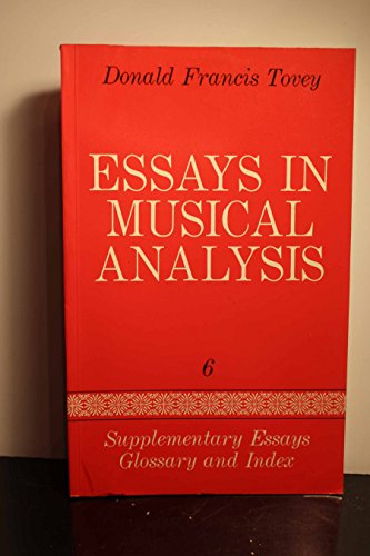 Imagen de archivo de Supplementary Essays, Glossary and Index (v. 6) (Essays in Musical Analysis) a la venta por WorldofBooks