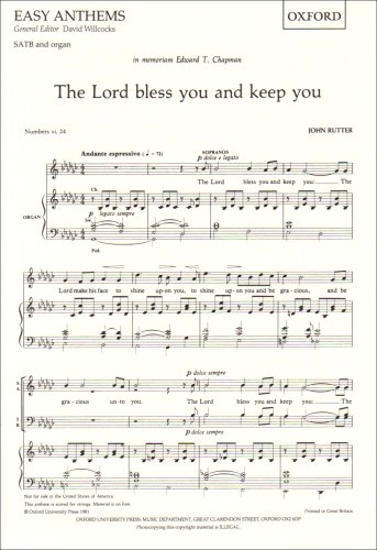 9780193511286: The Lord bless you and keep you: SATB vocal score