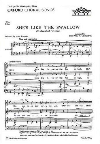 9780193870734: She's like the swallow: Vocal score