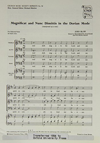 Imagen de archivo de Magnificat and Nunc Dimittis in Dorian Mode (Church Music Society) a la venta por Revaluation Books