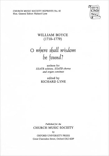 9780193953291: O where shall wisdom be found?: Vocal score (Church Music Society publications)