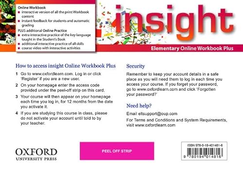 Imagen de archivo de insight: Elementary: Online Workbook Plus - Card with Access Code a la venta por Brook Bookstore