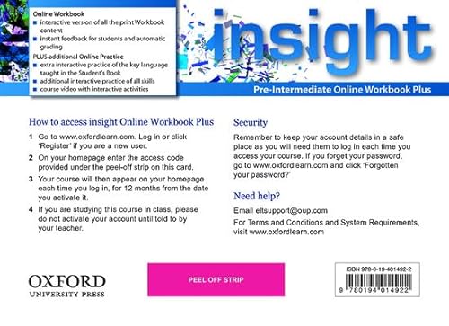 Imagen de archivo de insight: Pre-Intermediate: Online Workbook Plus - Card with Access Code a la venta por PBShop.store US