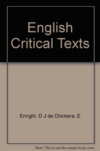 9780194167116: English Critical Texts