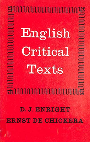 Stock image for English Critical Texts : 16th to 20th Centuries for sale by Better World Books: West