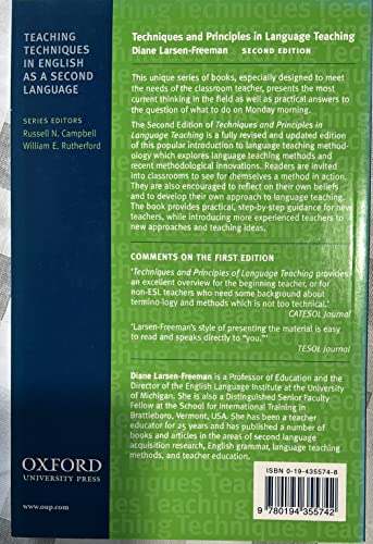 9780194355742: Techniques and Principles in Lenguage Teaching New Edition (Teaching Techniques in English as a Second Language)