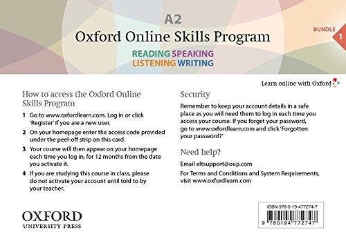 Imagen de archivo de Oxford Online Skills Program: A2,. General English Bundle 1 - Card with Access Code (Cards) a la venta por Iridium_Books