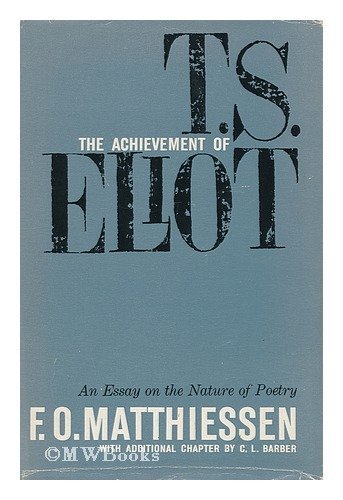 Beispielbild fr The Achievement of T.S. Eliot zum Verkauf von Better World Books